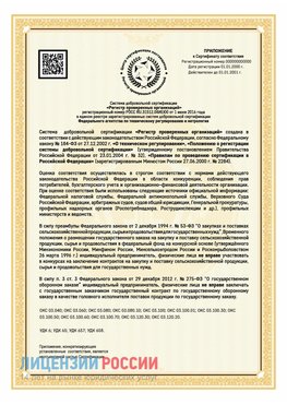 Приложение к сертификату для ИП Добрянка Сертификат СТО 03.080.02033720.1-2020